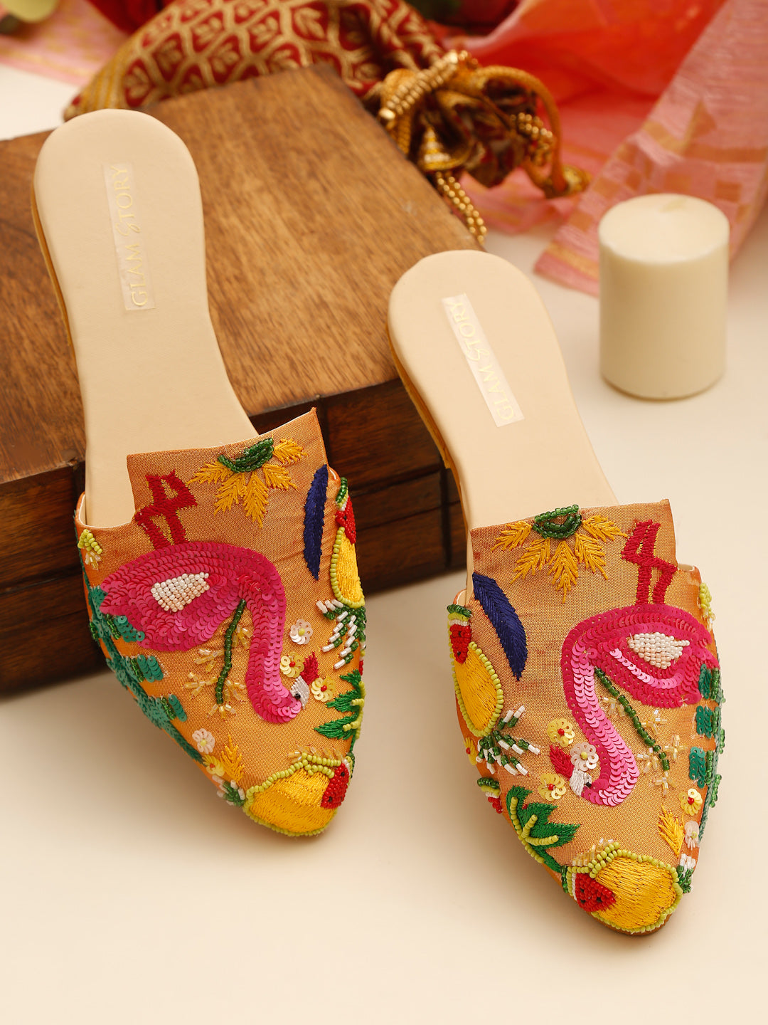 BIANCA EMBELLISHED FLAT MULE MOSAIC MUSE