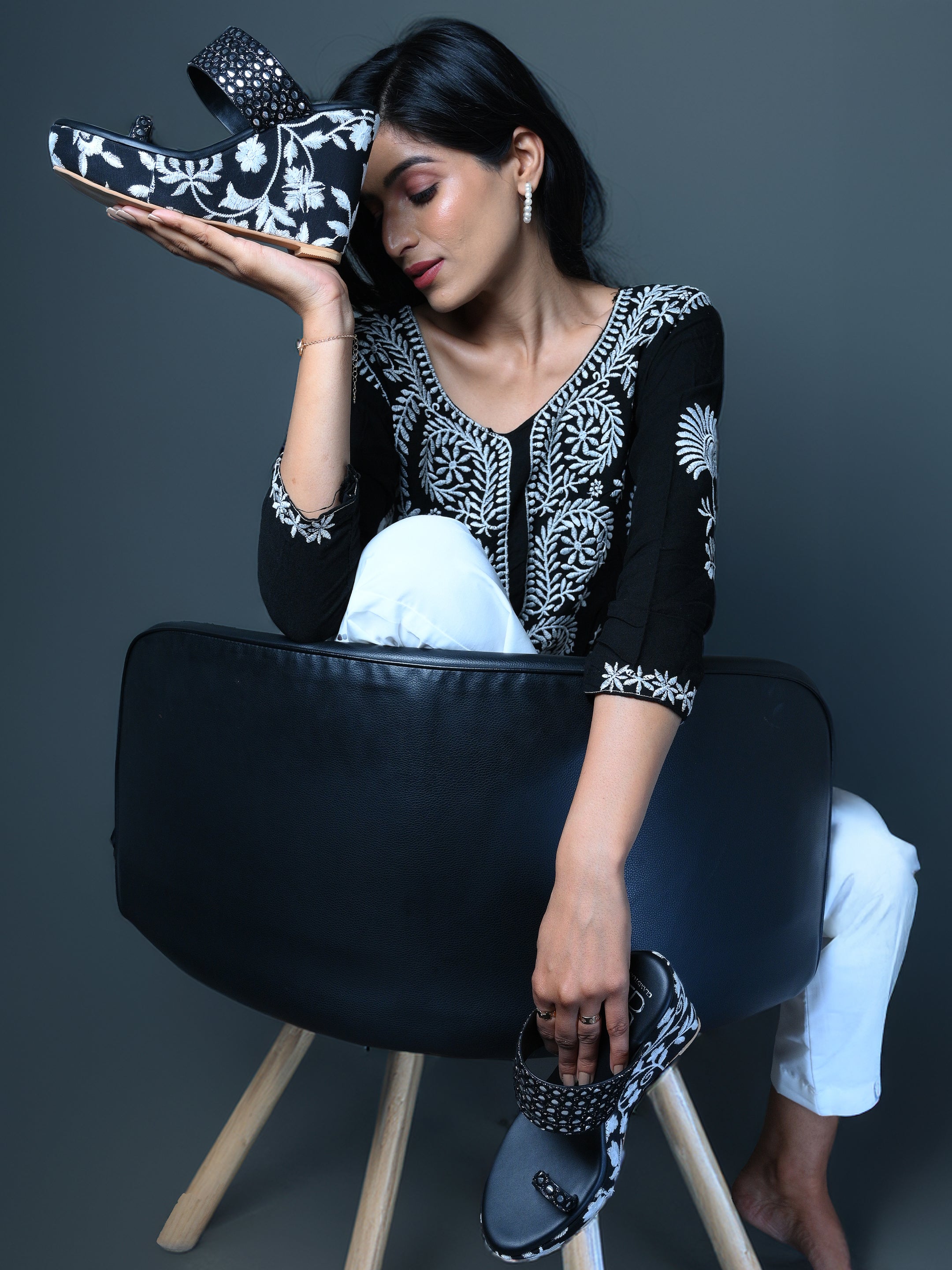 Black Kolhapuri Heels