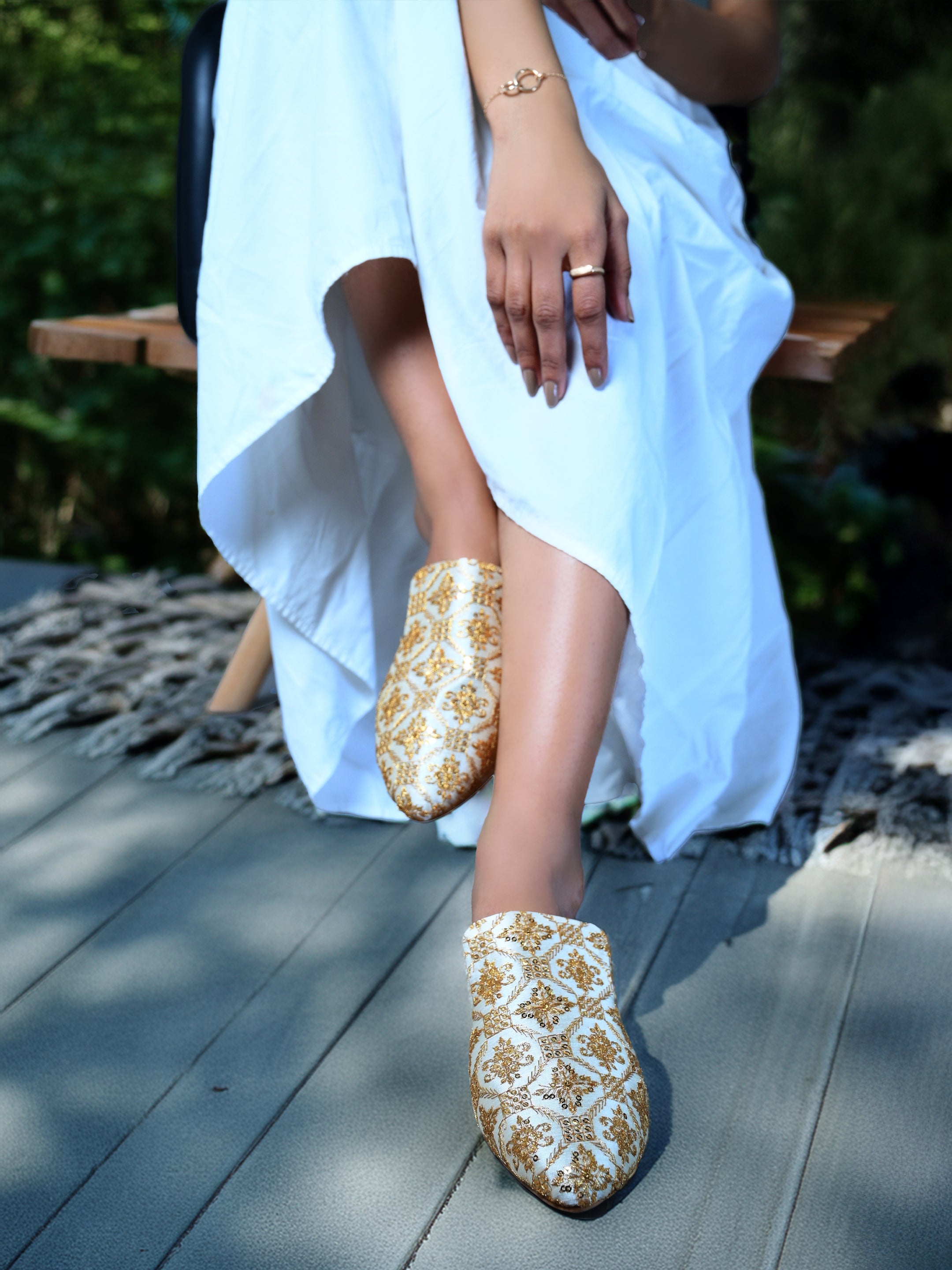 Embroidery Flat Mules