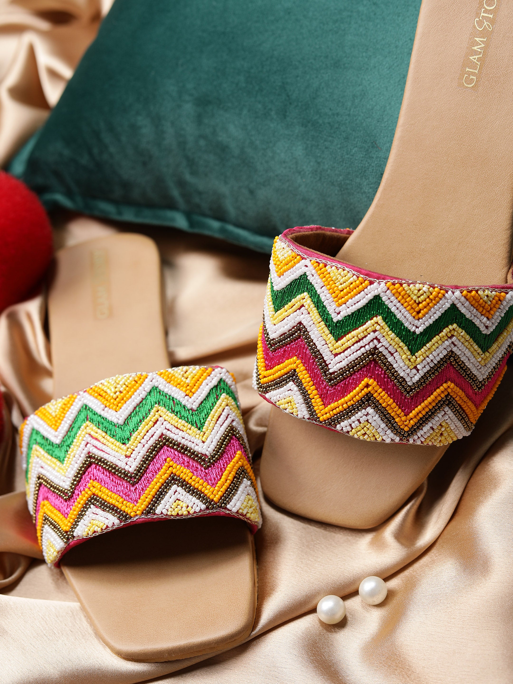 Multicolored Embellished Sliders