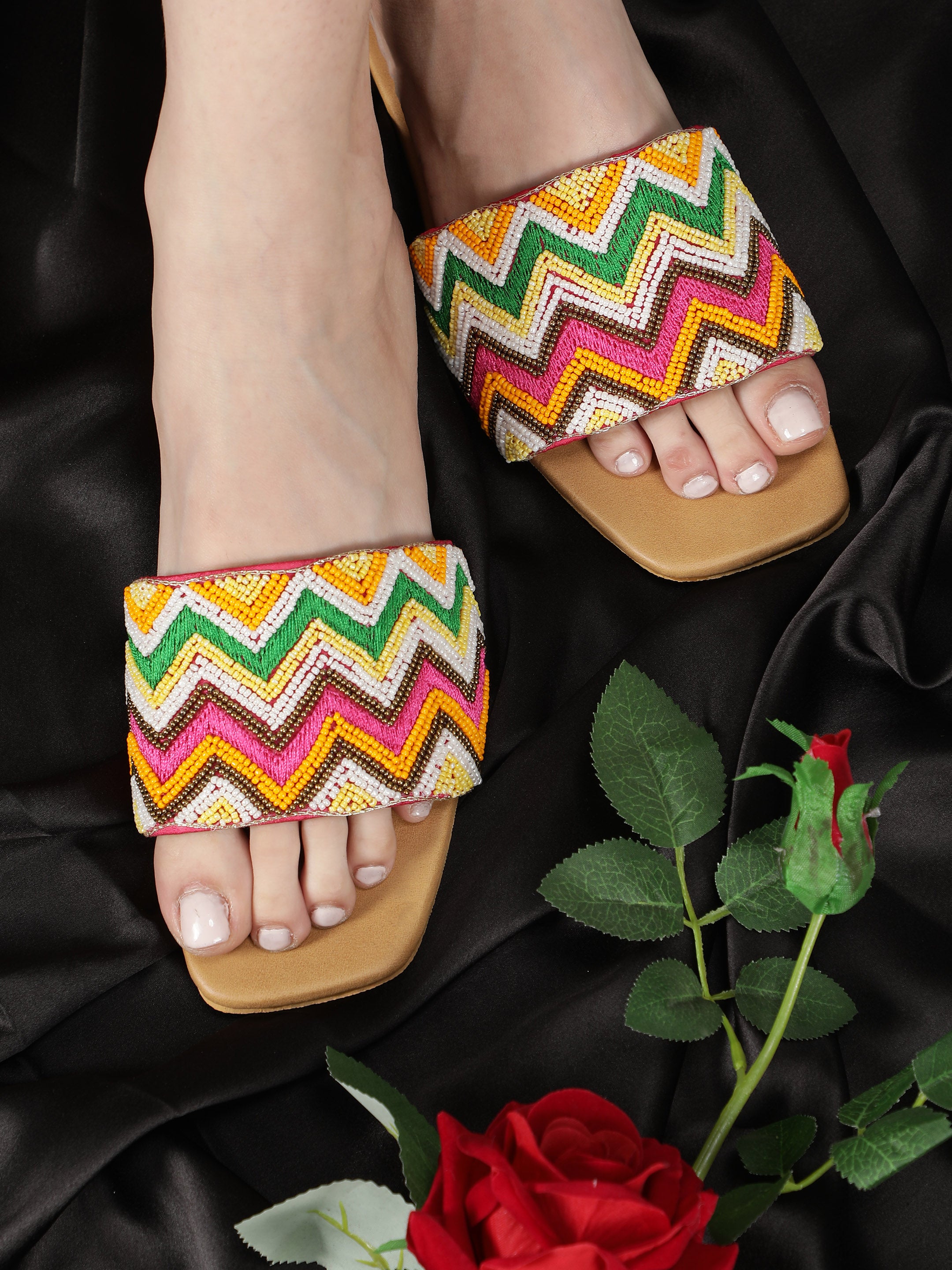 Multicolored Embellished Sliders