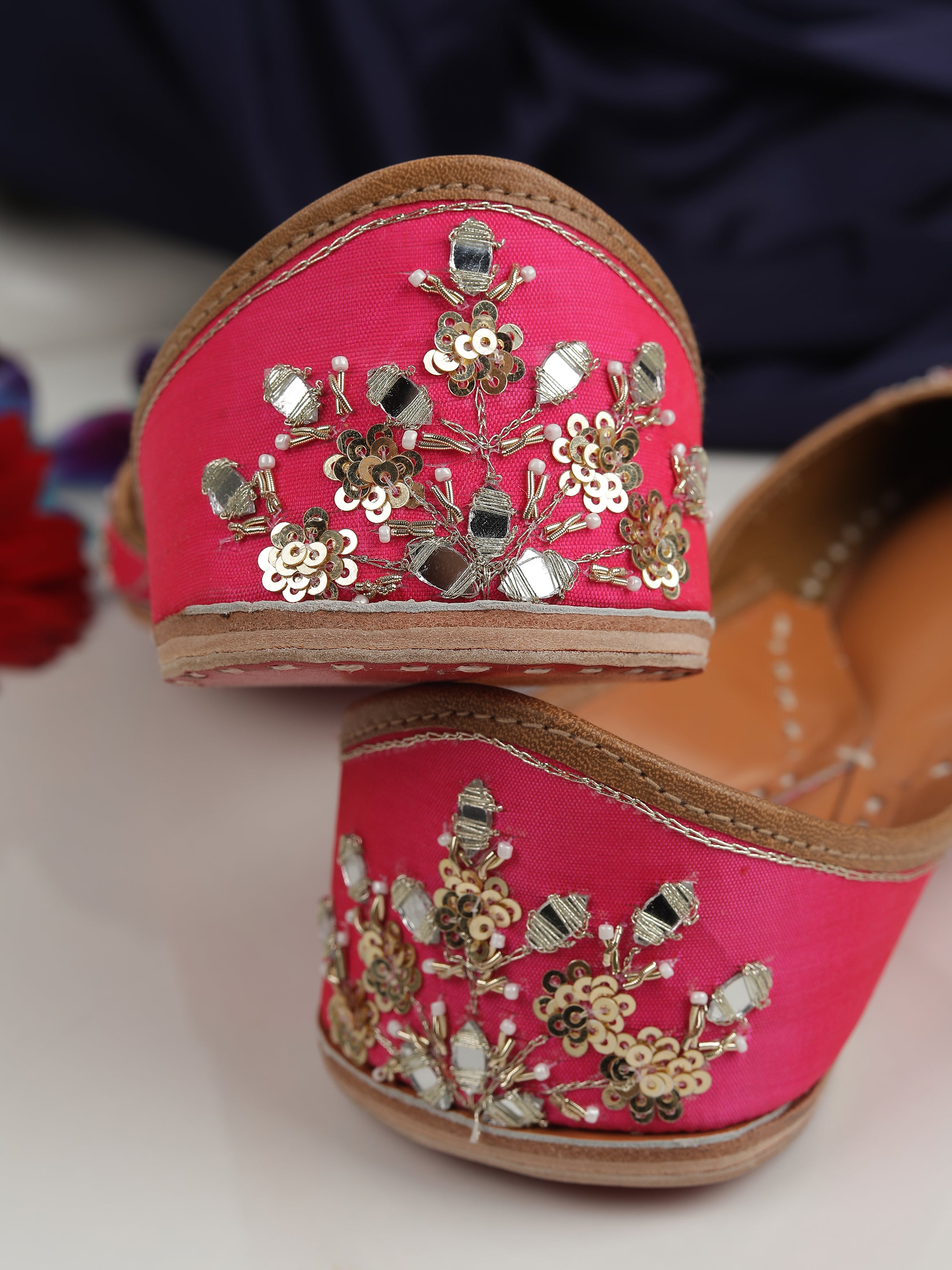 Rubella Pink Embellished Punjabi Juttis