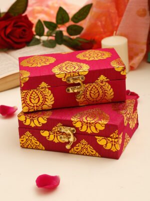 Silk Pink Traditional Gift Box (pack of 2) Makeup and Jewellery Vanity Box