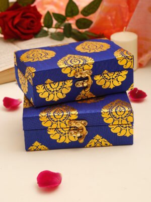 Silk Blue Traditional Gift Box (pack of 2) Makeup and Jewellery Vanity Box