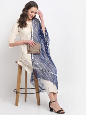 Poly Chiffon Embroidered Blue Dupatta for Women