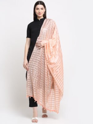Silk Woven Stripe Pink Dupatta