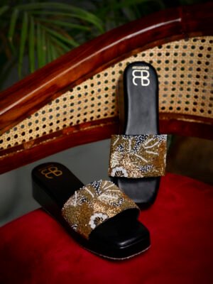 Ethnic Black Wedge with Embellishments for Women